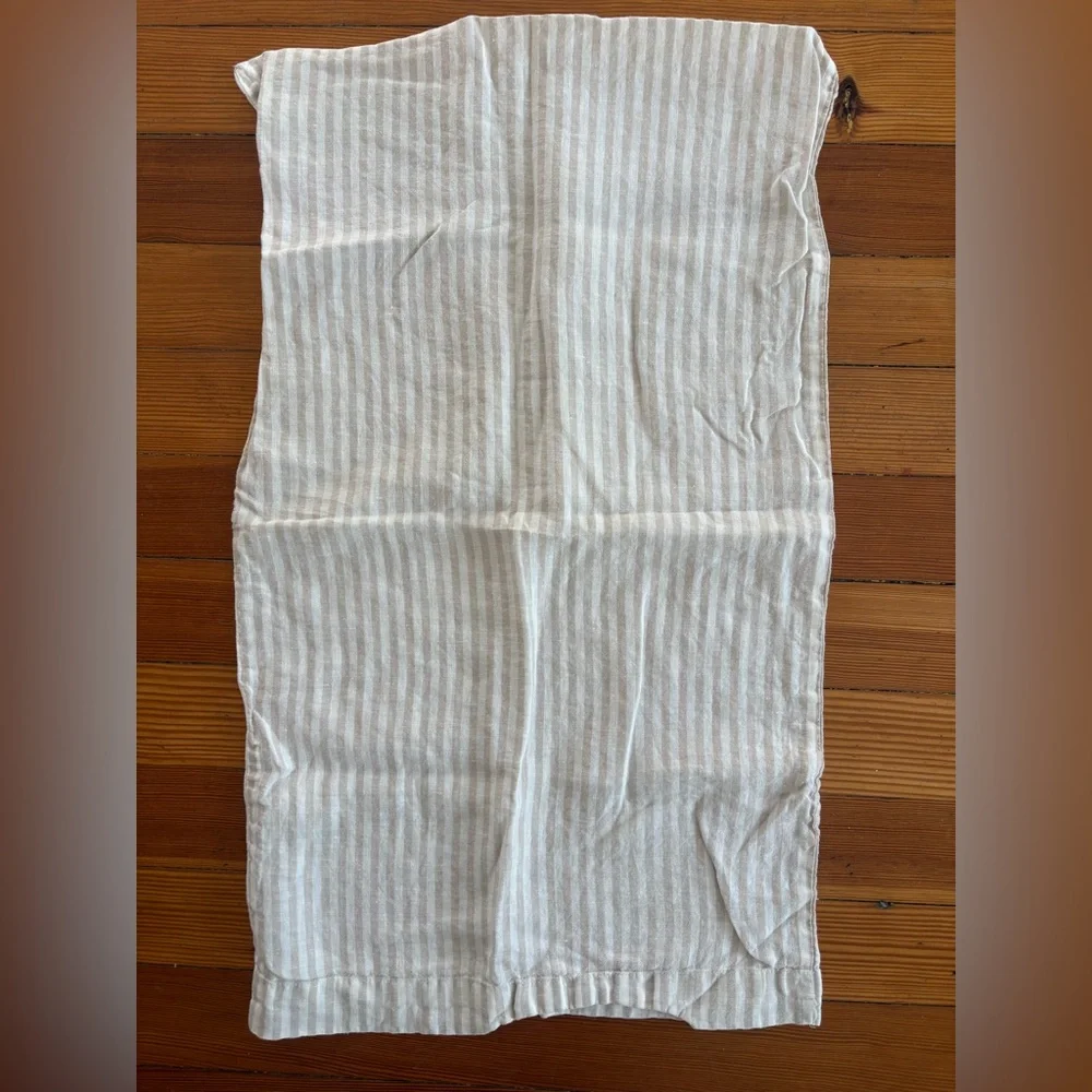 West Elm Cream and Tan Striped Linen pillow Cases - Set of 2